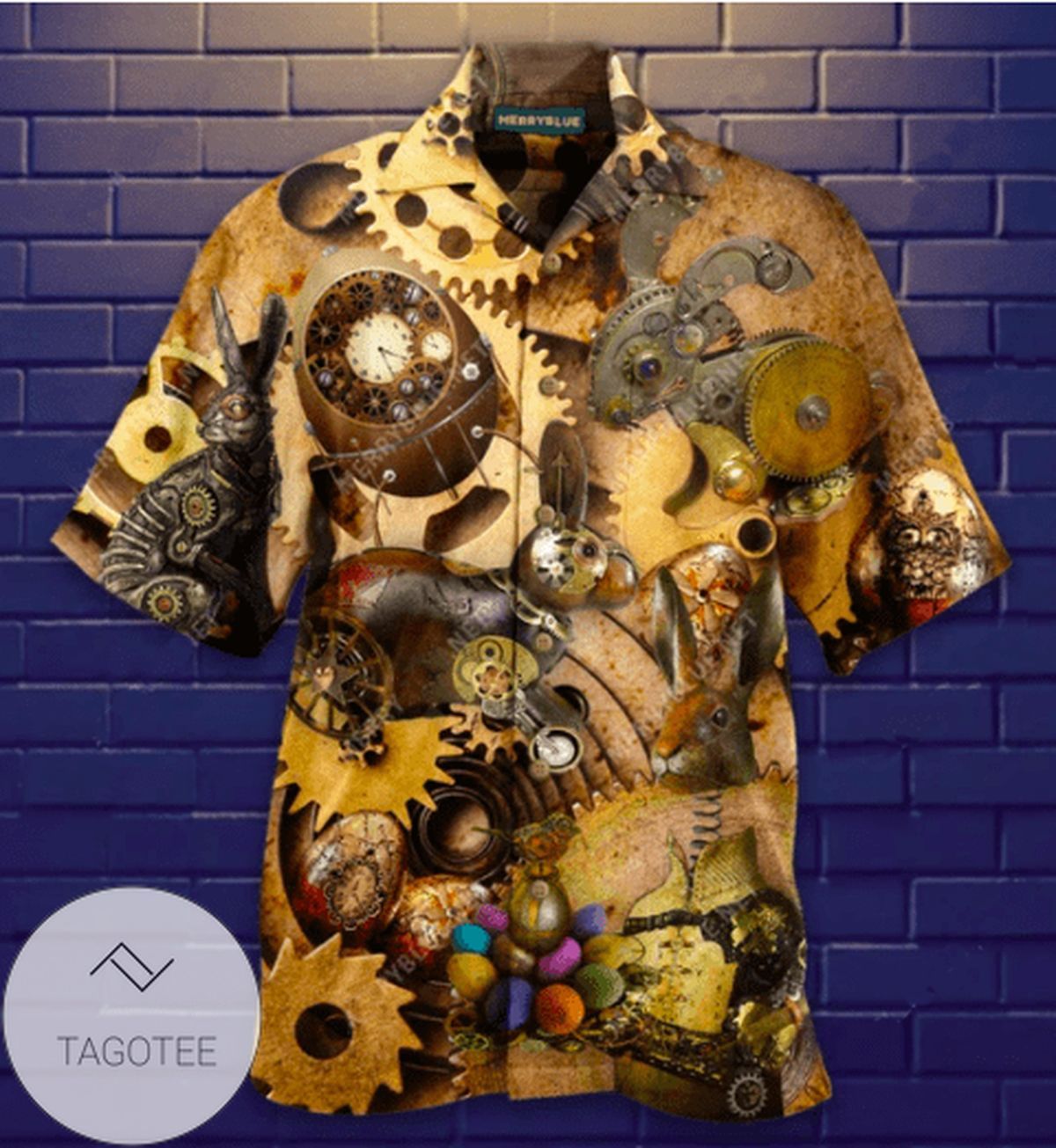 Easter Bunny Steampunk Brown Unisex Hawaiian Shirts