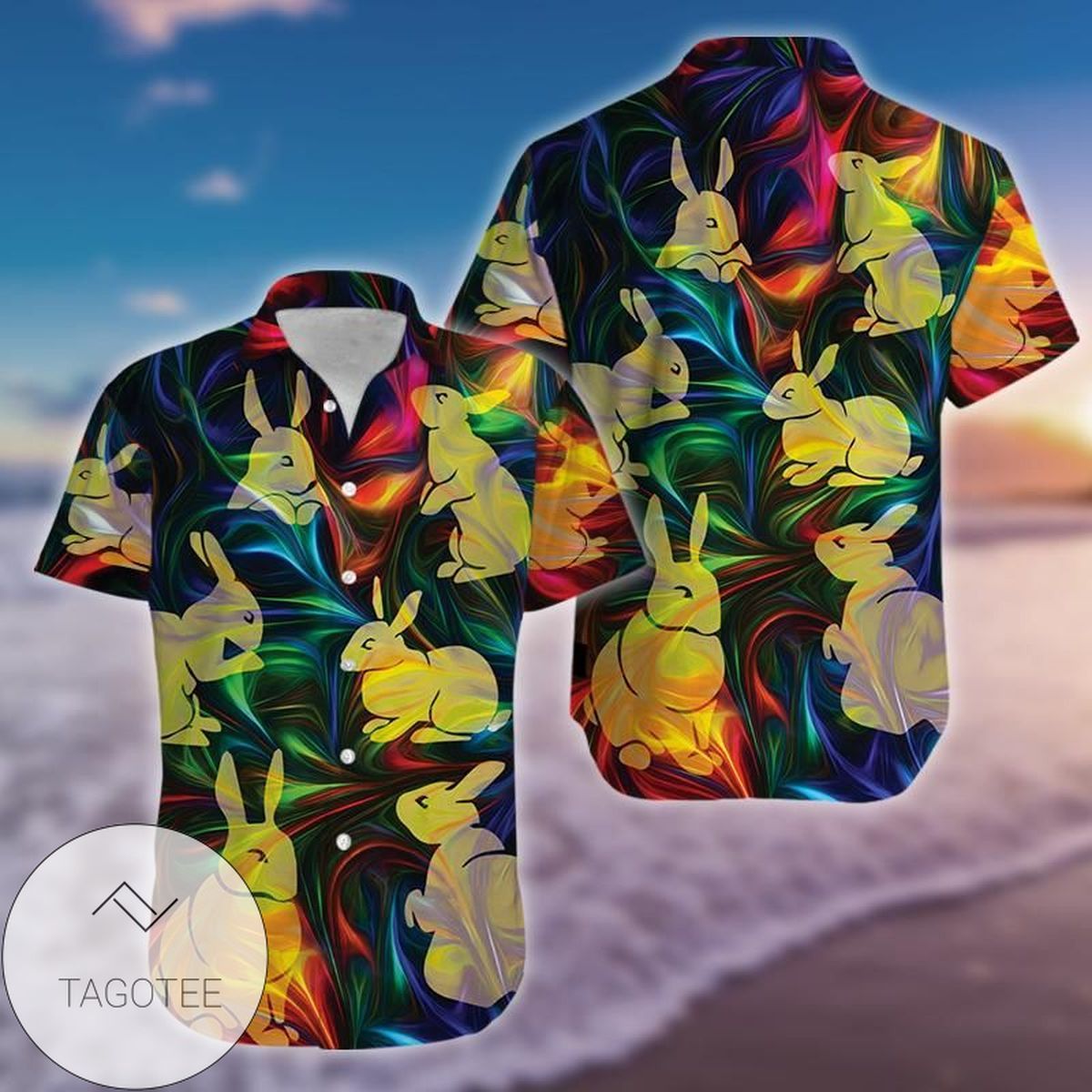 Easter Celebration Bunny Themed Colorful Hawaiian Shirt Design