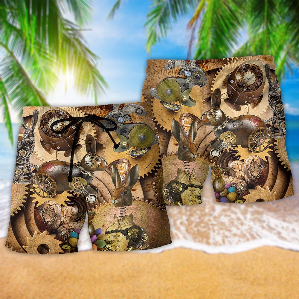 Easter Enjoy With Steampunk Rabbit Trendy Aloha Hawaiian Beach Shorts