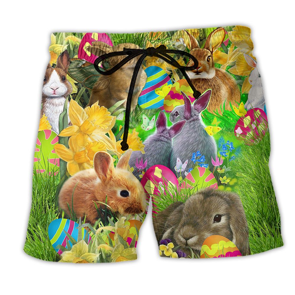 Easter Happy Bunnie So Cute Trendy Aloha Hawaiian Beach Shorts