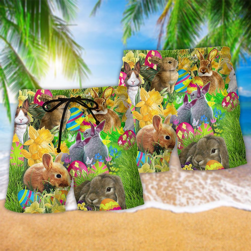 Easter Happy Bunnie So Cute Trendy Aloha Hawaiian Beach Shorts