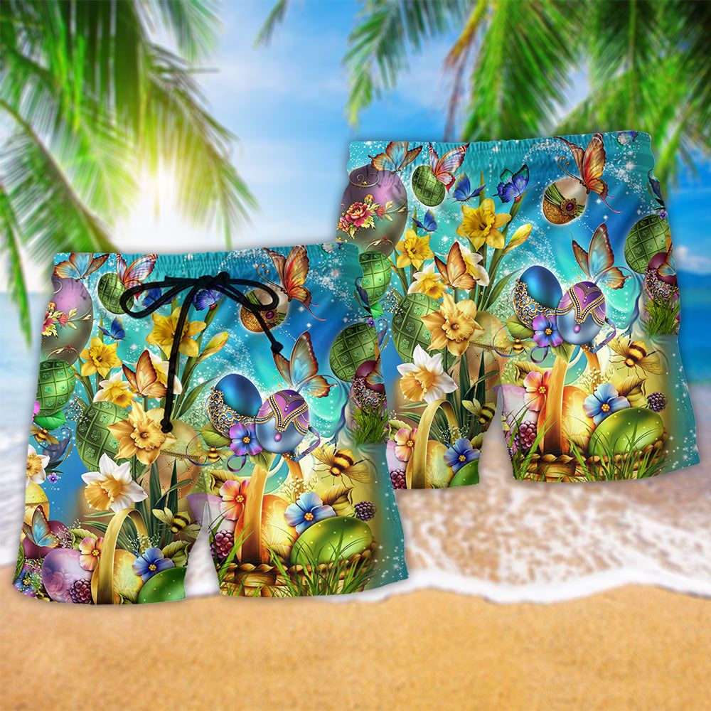 Easter Have A Blessed Butterfly Floral Trendy Aloha Hawaiian Beach Shorts