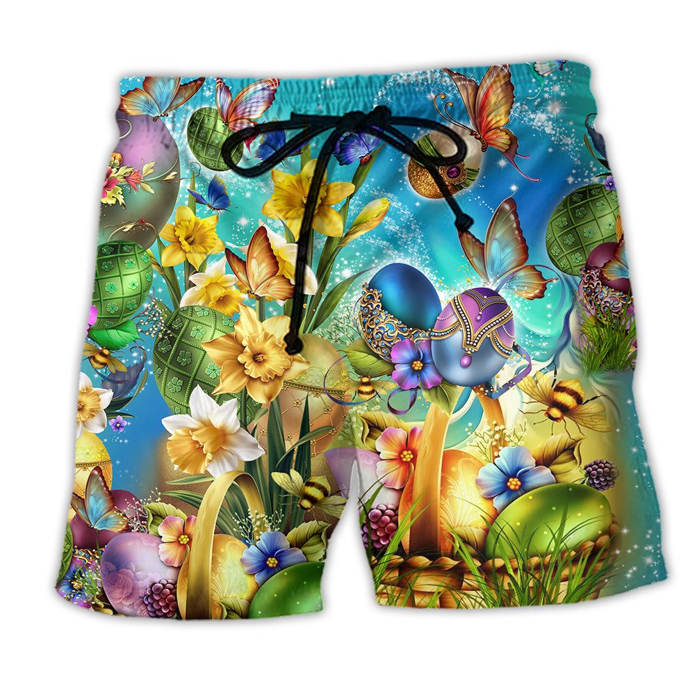 Easter Have A Blessed Butterfly Floral Trendy Aloha Hawaiian Beach Shorts