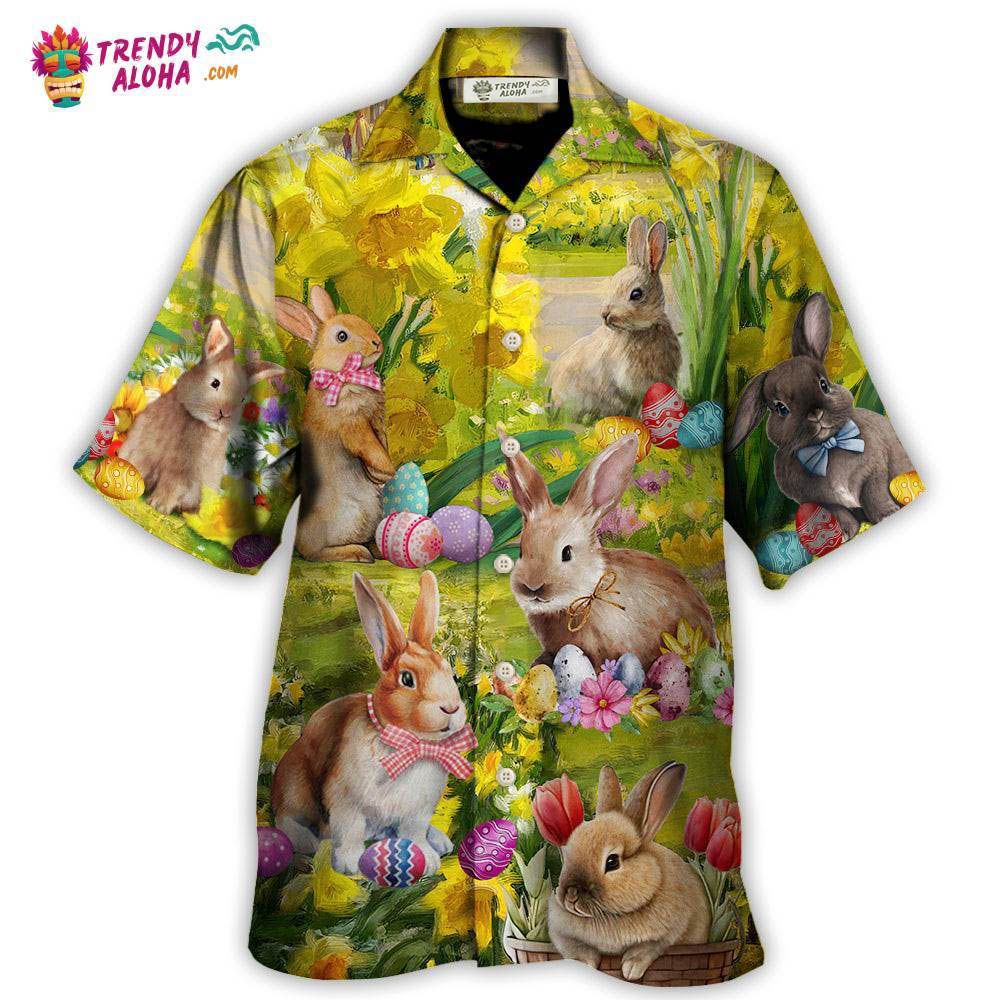 Easter Rabbit Chilling In The Flower Landscape Art Style Hawaiian Shirt – Trendy Aloha Easter Rabbit Chilling In The Flower Landscape Art Style Hawaiian Shirt – Trendy Aloha