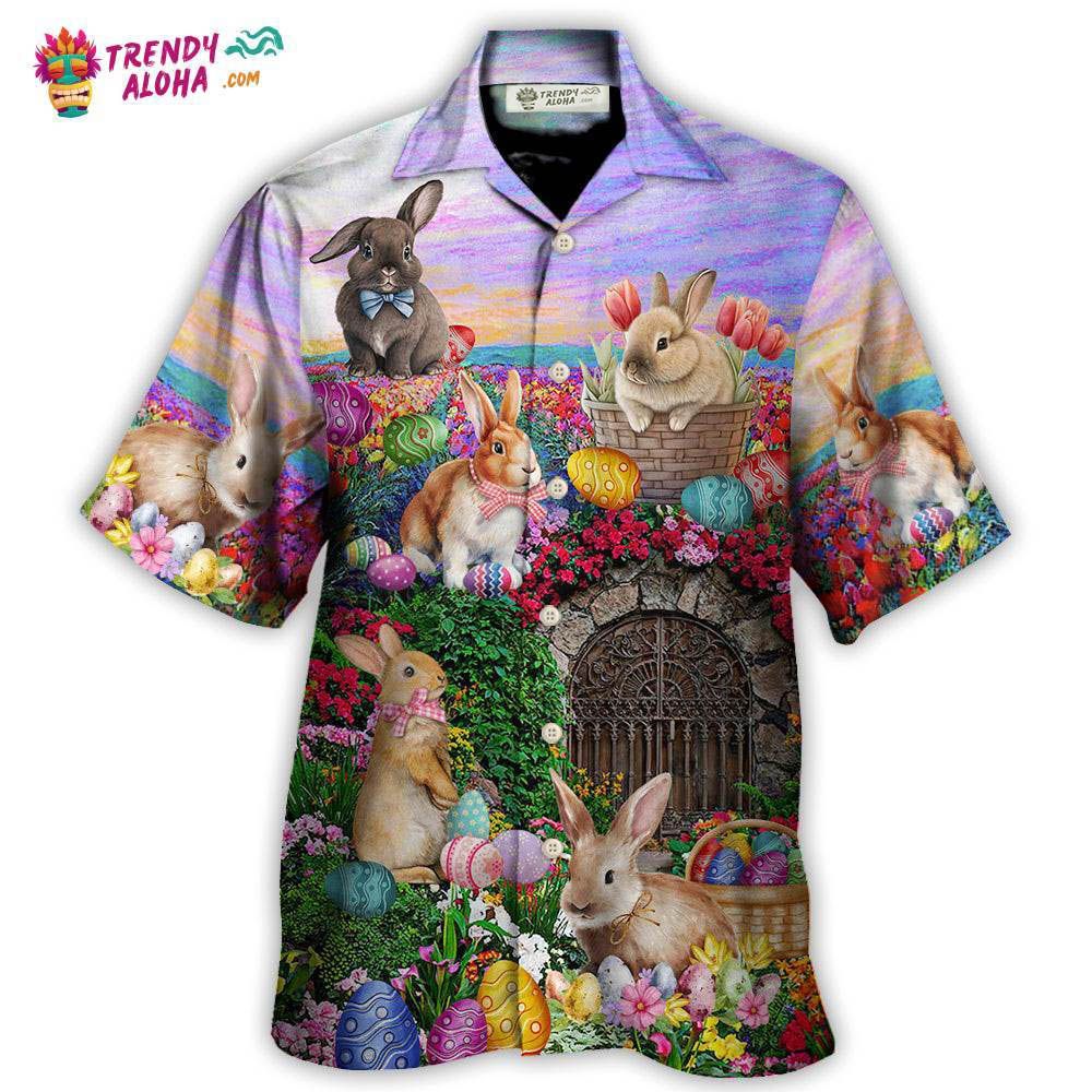 Easter Rabbit Chilling In The Flower Landscape Watercolor Style Hawaiian Shirt – Trendy Aloha
