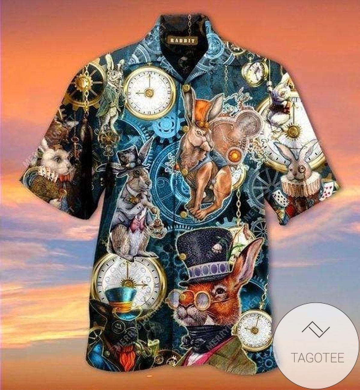 Easter Steampunk Bunny Theme Design Hawaiian Shirt Elegance Tropical