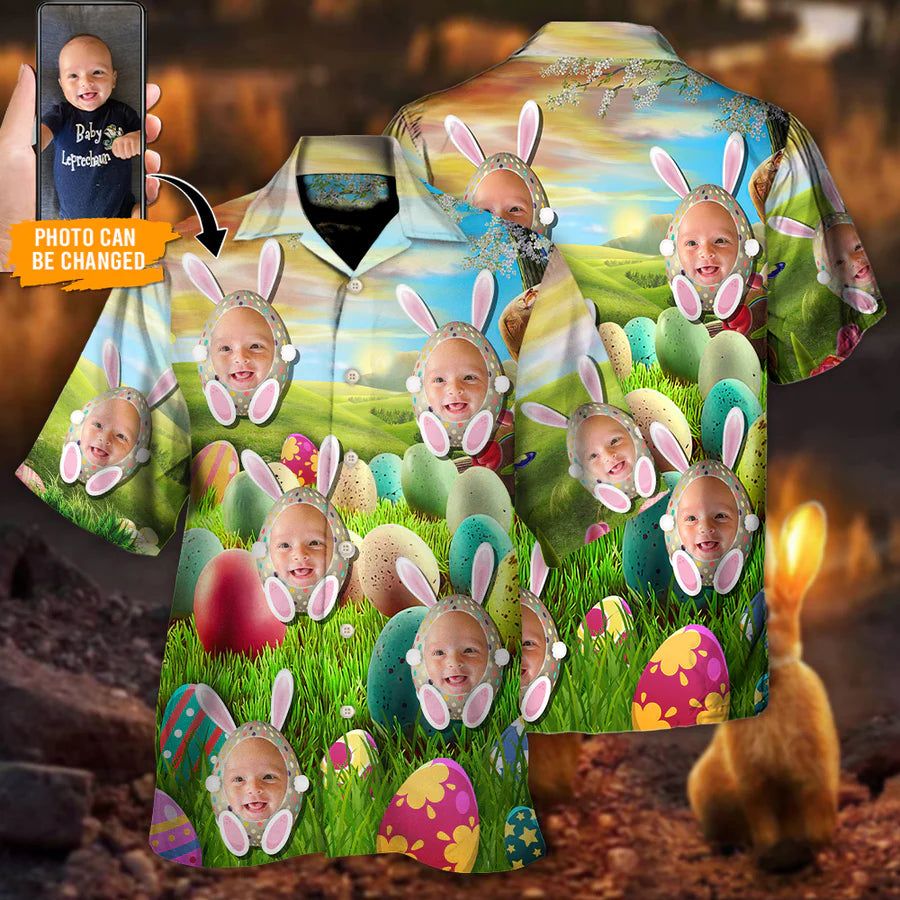 Easter This Is My Easter Shirt Bunny Cute Custom Photo Hawaiian Shirt