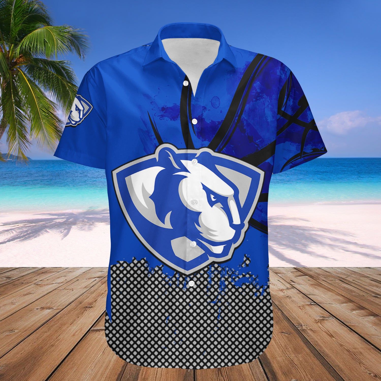 Eastern Illinois Panthers Hawaii Shirt Basketball Net Grunge Pattern – NCAA
