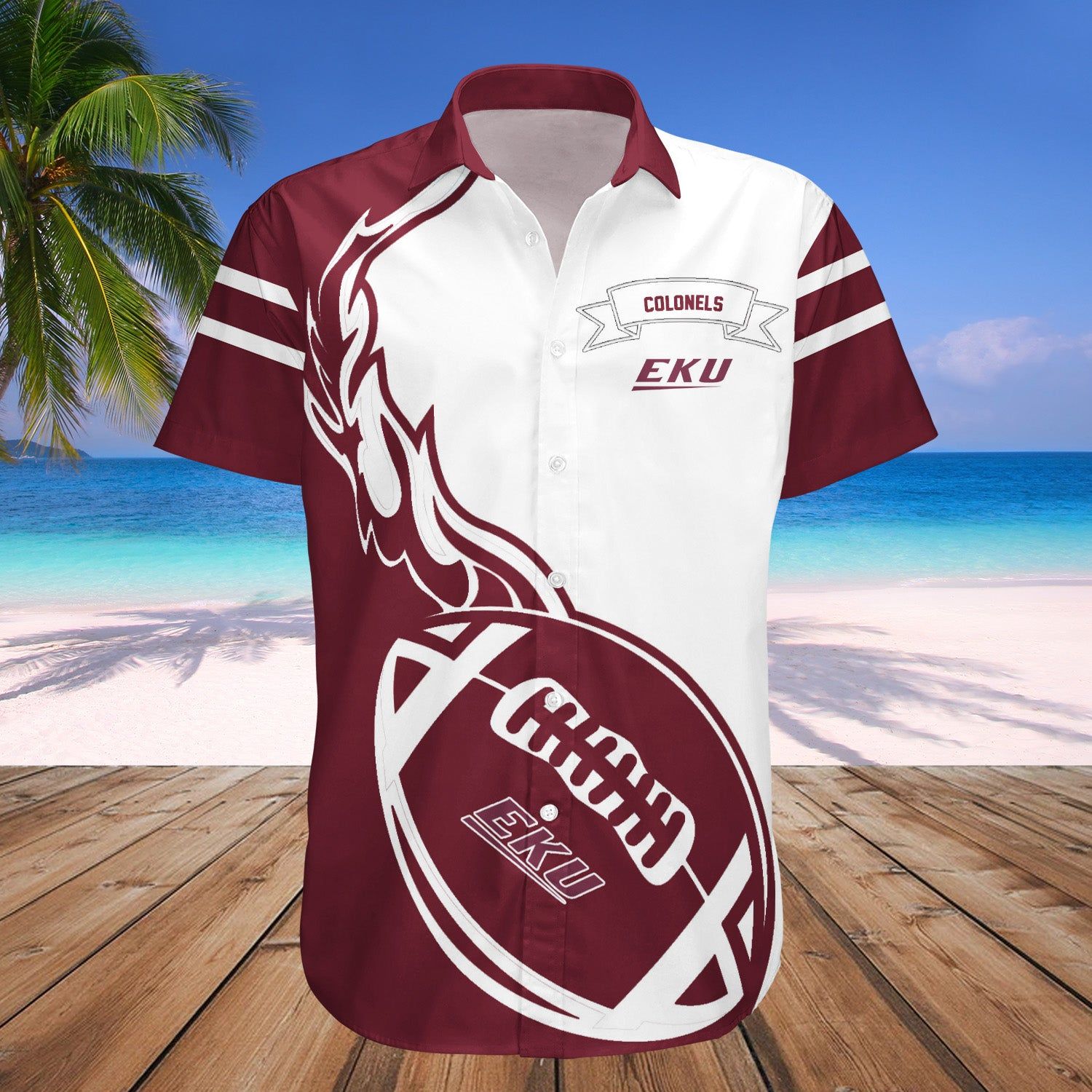 Eastern Kentucky Colonels Hawaii Shirt Flame Ball – NCAA