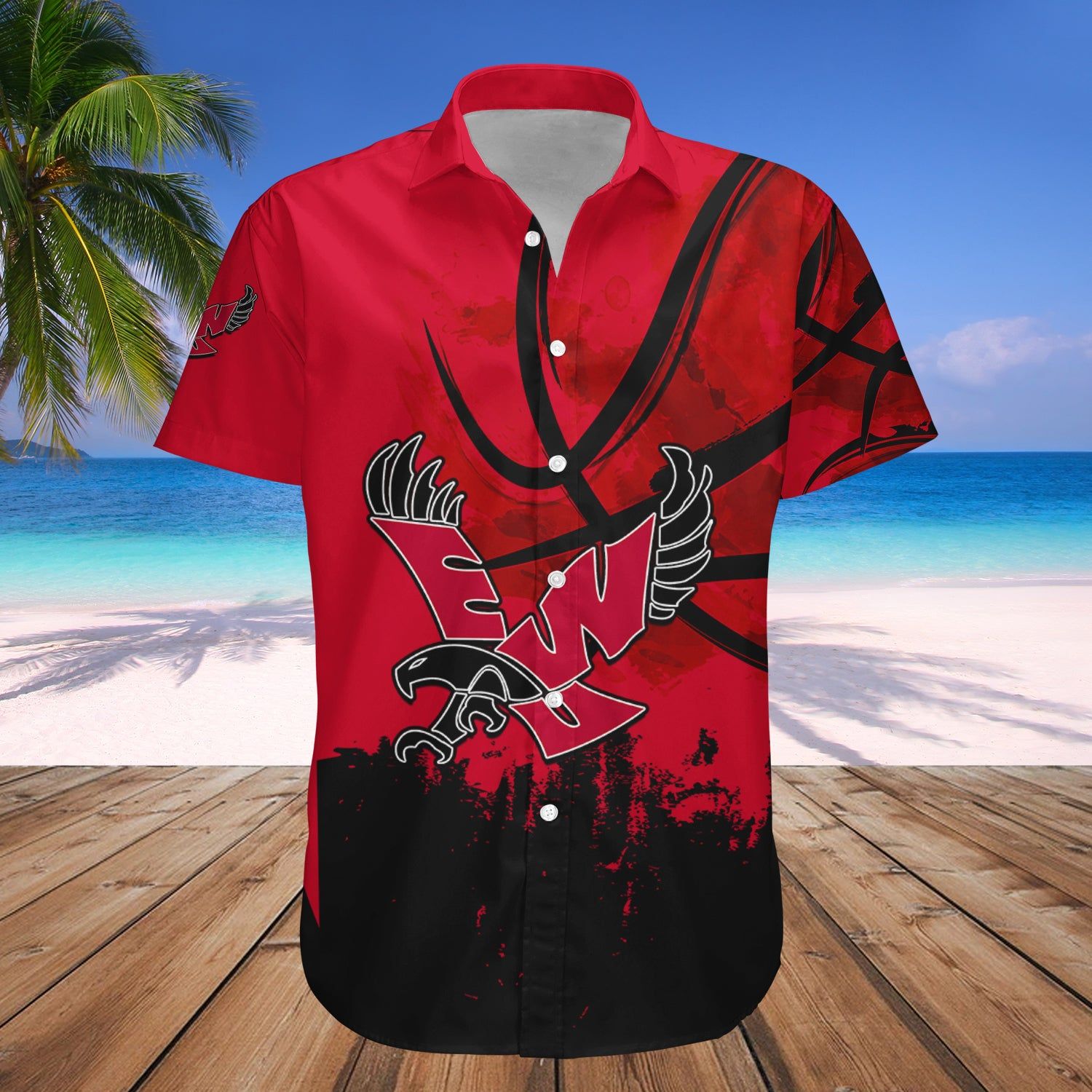 Eastern Washington Eagles Hawaii Shirt Basketball Net Grunge Pattern – NCAA