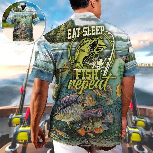 Eat Sleep Fish – Hawaiian Shirt