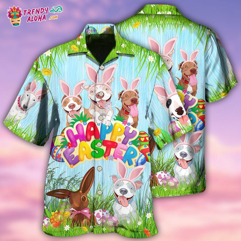 Eatser Happy Pitbulls Funny Hawaiian Shirt – Trendy Aloha