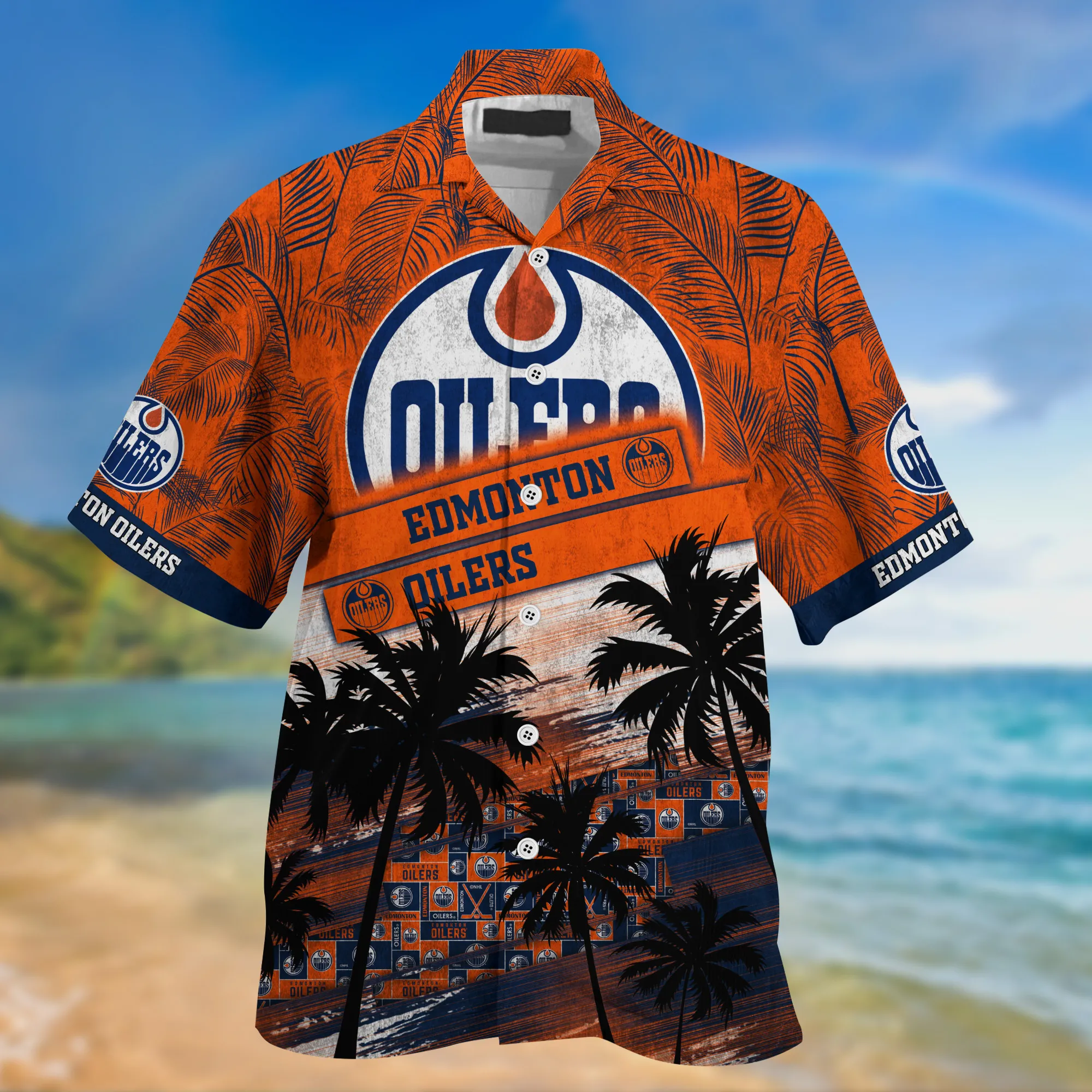Edmonton Oilers NHL Palm Tree Pattern Hawaii Shirt For Sports Fans Unisex Sport Hawaii Shirt