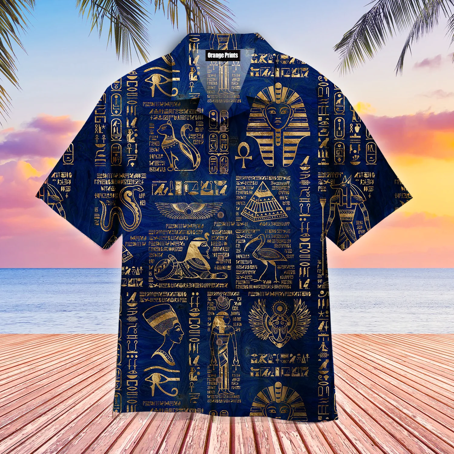 Egyptian Hieroglyphs And Deities Trendy Hawaiian Shirt For