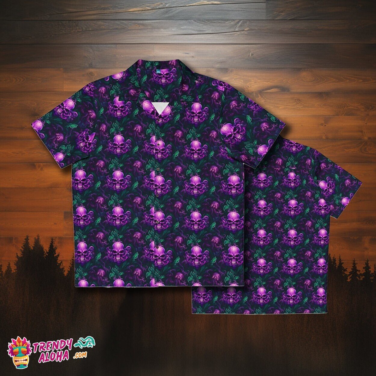 Eldritch Shadows Spooky Horror Men’s Tropical Monster Aloha Shirt