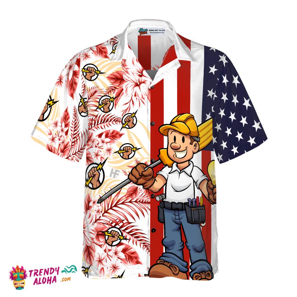 Electrician Flag Tropical Hawaiian Shirt