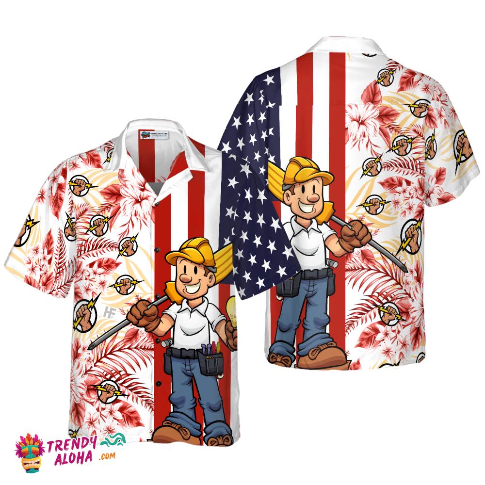 Electrician Flag Tropical Hawaiian Shirt Electrician Flag Tropical Hawaiian Shirt