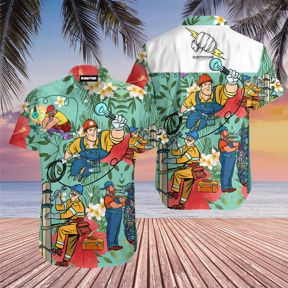 Electrician Man Trendy Hawaiian Shirt For