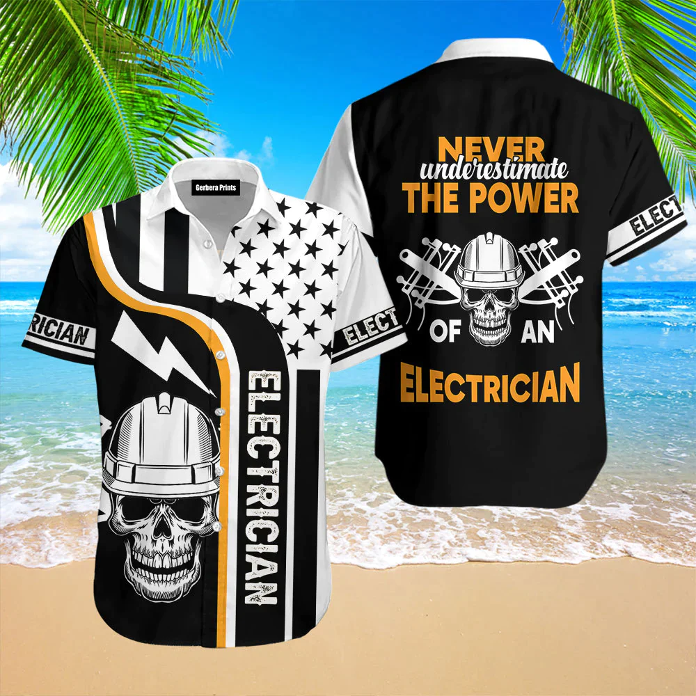 Electrician Skull Aloha Trendy Hawaiian Shirts For Men & For Women