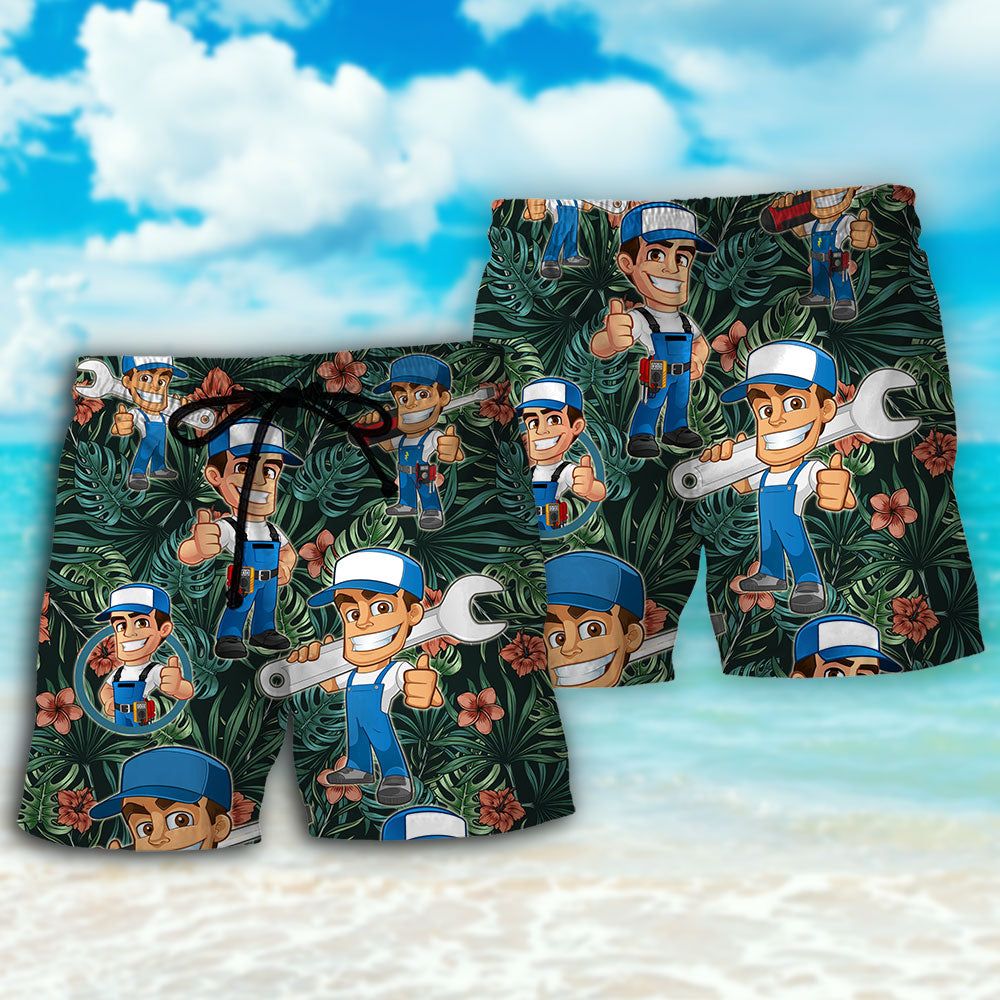 Electrician Tropical Pattern Vibe Trendy Aloha Hawaiian Beach Shorts