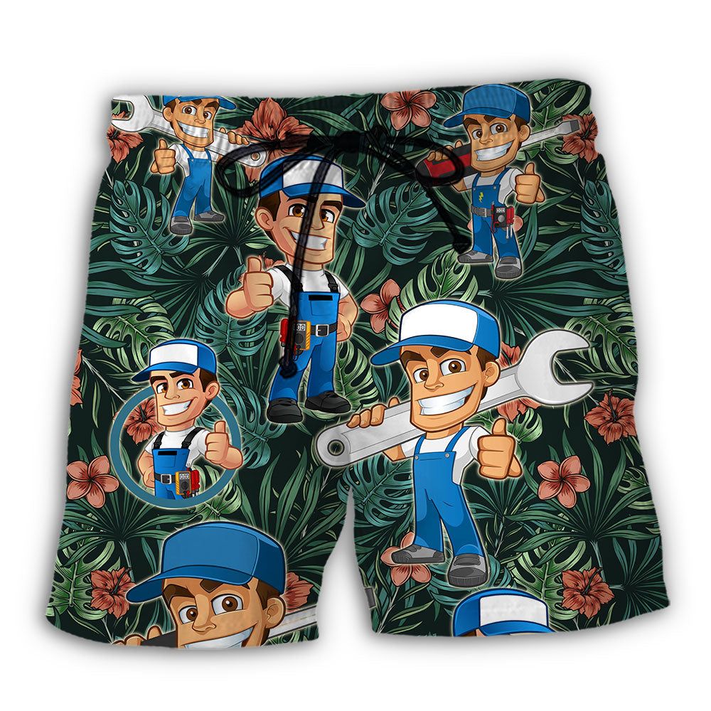Electrician Tropical Pattern Vibe Trendy Aloha Hawaiian Beach Shorts Electrician Tropical Pattern Vibe Trendy Aloha Hawaiian Beach Shorts