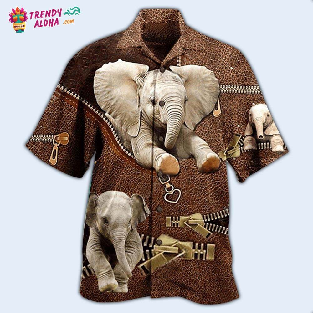 Elephant Awesome Style With Brow Hawaiian Shirt – Trendy Aloha