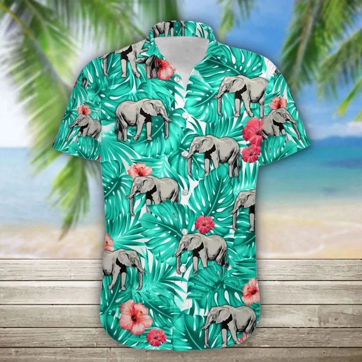 Elephant Awesome Tropical Jungle Design Trendy Hawaiian Shirt