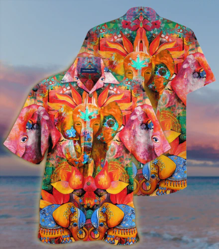 Elephant Colorful Trendy Hawaiian Shirt