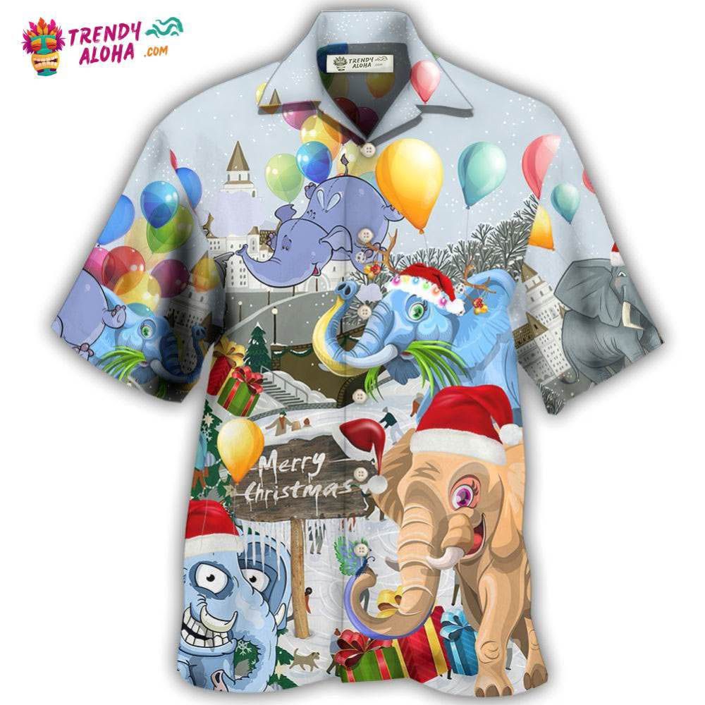 Elephant Funny Having Fun On Christmas Day Hawaiian Shirt – Trendy Aloha