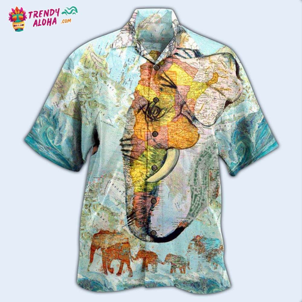 Elephant Map Hawaiian Shirt – Trendy Aloha