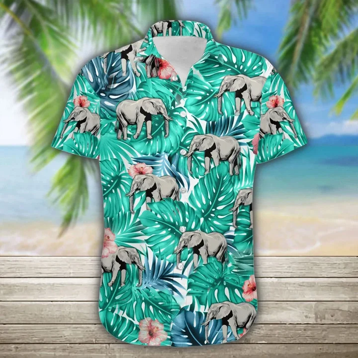 Elephant Wild Animal Tropical Jungle Design Trendy Hawaiian Shirt