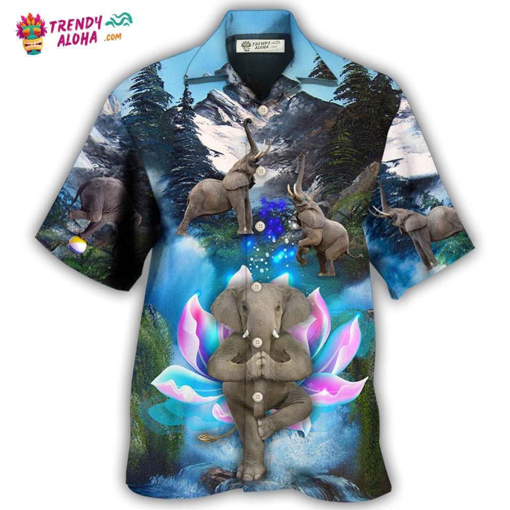 Elephant Yoga Pose On The Waterfall Hawaiian Shirt – Trendy Aloha
