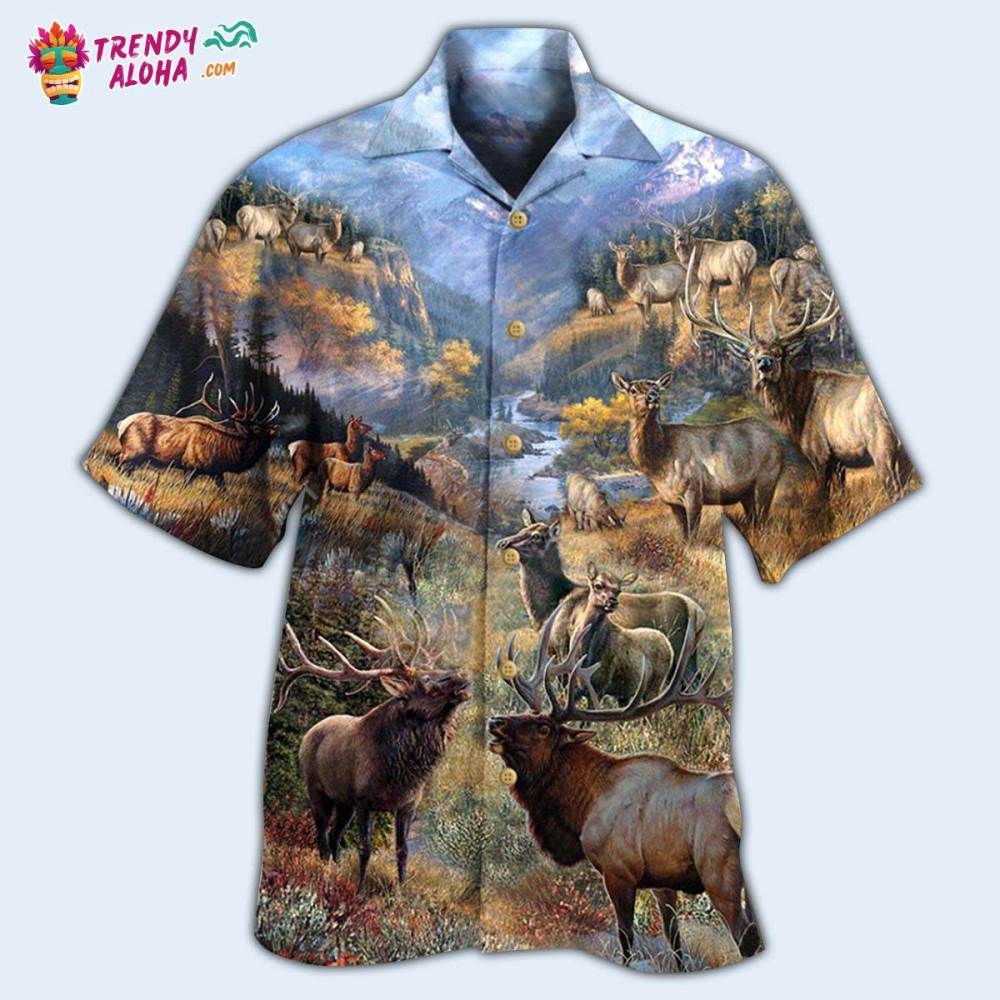 Elk Animals Beautiful Country Hawaiian Shirt – Trendy Aloha
