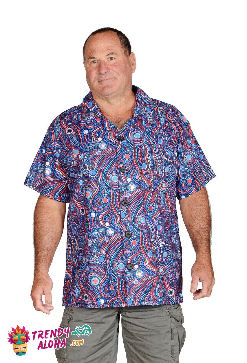Emblematic Patriotic Paisleys USA Pattern Hawaiian Aloha Shirt