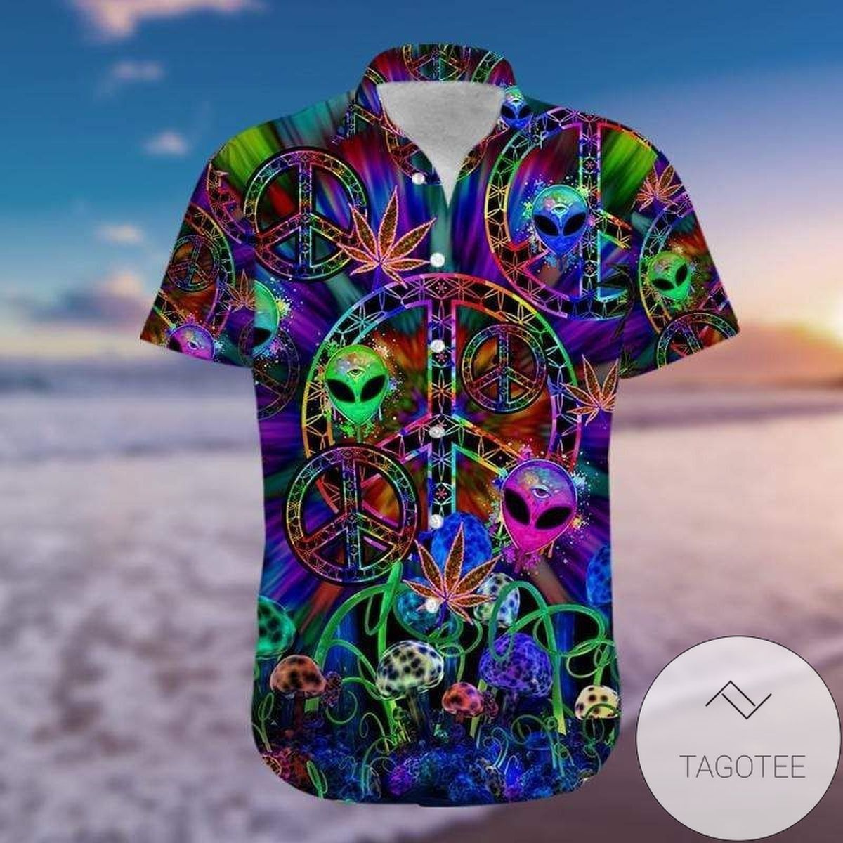 Embracing Hippie Vibes on Colorful Tropical Hawaiian Shirt