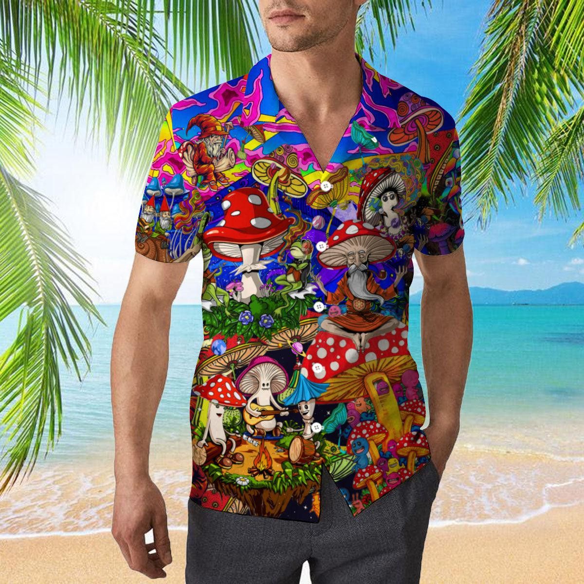 Enchanted Hippie Mushroom Delight in Hawaiian Threads