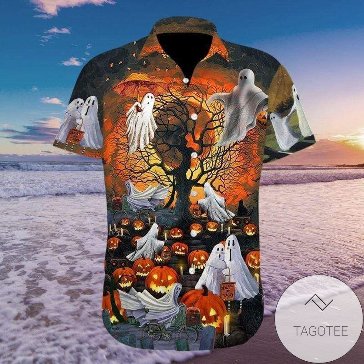 Enchantment Blooms Halloween Pumpkin Mystique on Hawaiian Shirt