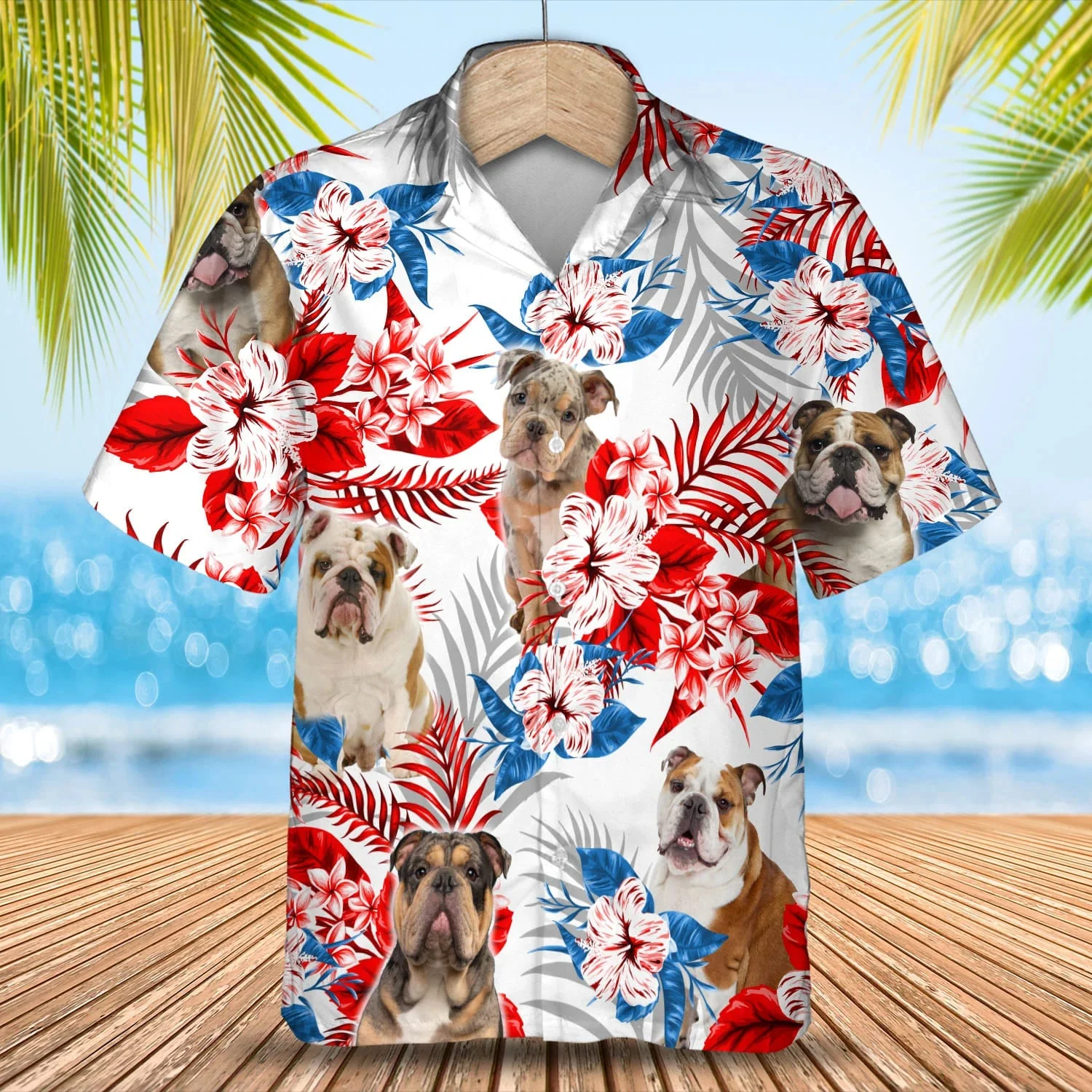 English Bulldog Trendy Hawaiian Shirt, Summer Aloha Shirt, Men Trendy Hawaiian Shirt, Gift For Summer