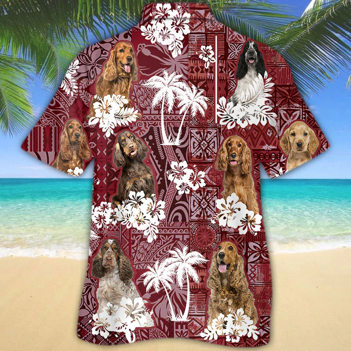 English Cocker Spaniel 2 Red Trendy Hawaiian Shirt, Gift For Dog Lover Shirts, Animal Summer Shirts, Trendy Hawaiian Shirt Men