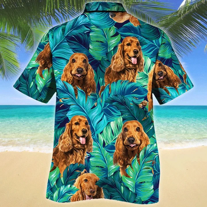 English Cocker Spaniel Dog Lovers Gift Ideal Tropical Leaves Trendy Hawaiian Shirt