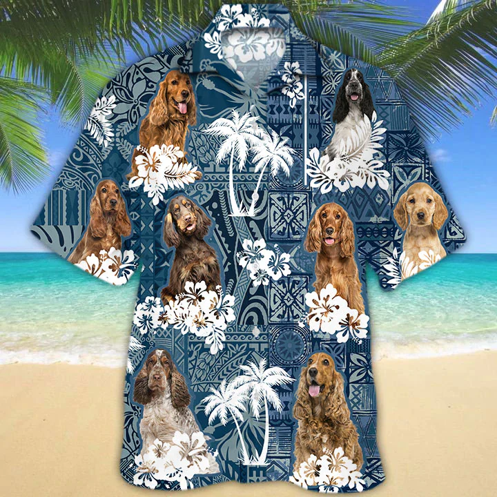 English Cocker Spaniel Trendy Hawaiian Shirt, Trendy Hawaiian Shirt Vintage Flowers Aloha Shirt For Dog Lovers English Cocker Spaniel Trendy Hawaiian Shirt, Trendy Hawaiian Shirt Vintage Flowers Aloha Shirt For Dog Lovers