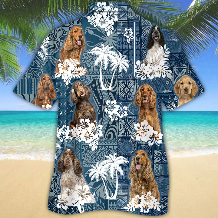English Cocker Spaniel Trendy Hawaiian Shirt, Trendy Hawaiian Shirt Vintage Flowers Aloha Shirt For Dog Lovers