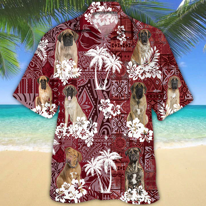 English Mastiff Lovers Summer Red Hawaiian Shirt