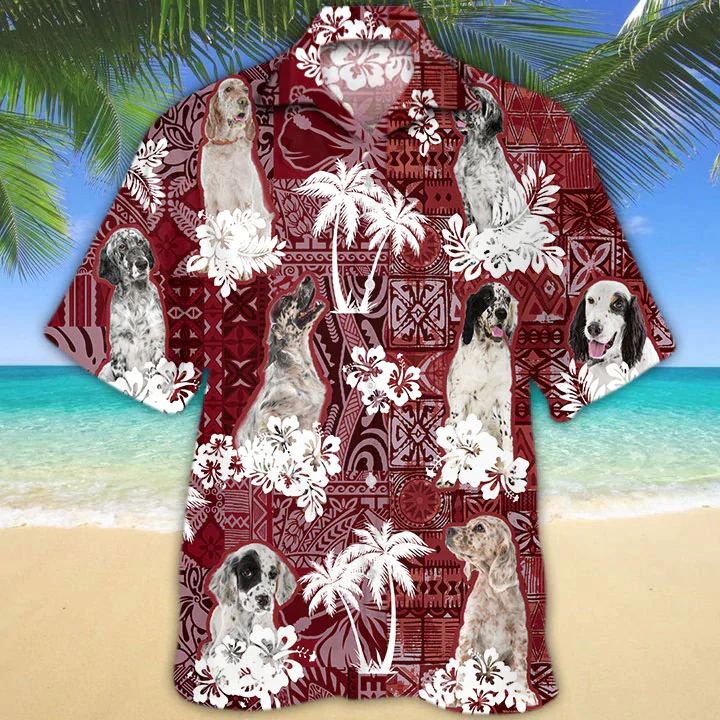 English Setter Dog Lovers Summer Red Hawaiian Shirt
