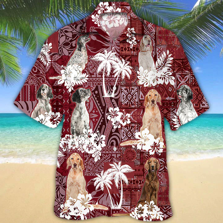 English Setter Red Hawaiian Shirt for Dog Lovers