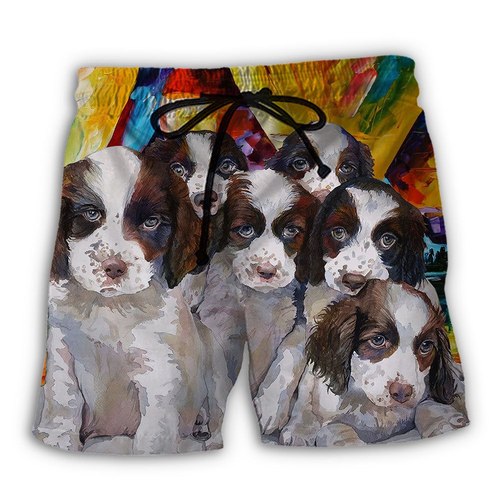 English Springer Spaniel Art Dog Lover Trendy Aloha Hawaiian Beach Shorts