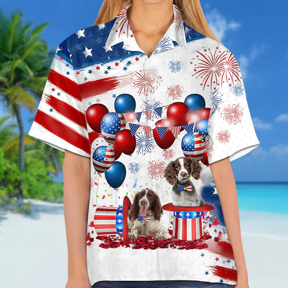 English Springer Spaniel Independence Day Trendy Hawaiian Shirt For Men And Women, 4Th Of July Trendy Hawaiian Shirt