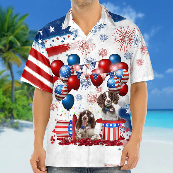 English Springer Spaniel Independence Day Trendy Hawaiian Shirt For Men And Women, 4Th Of July Trendy Hawaiian Shirt