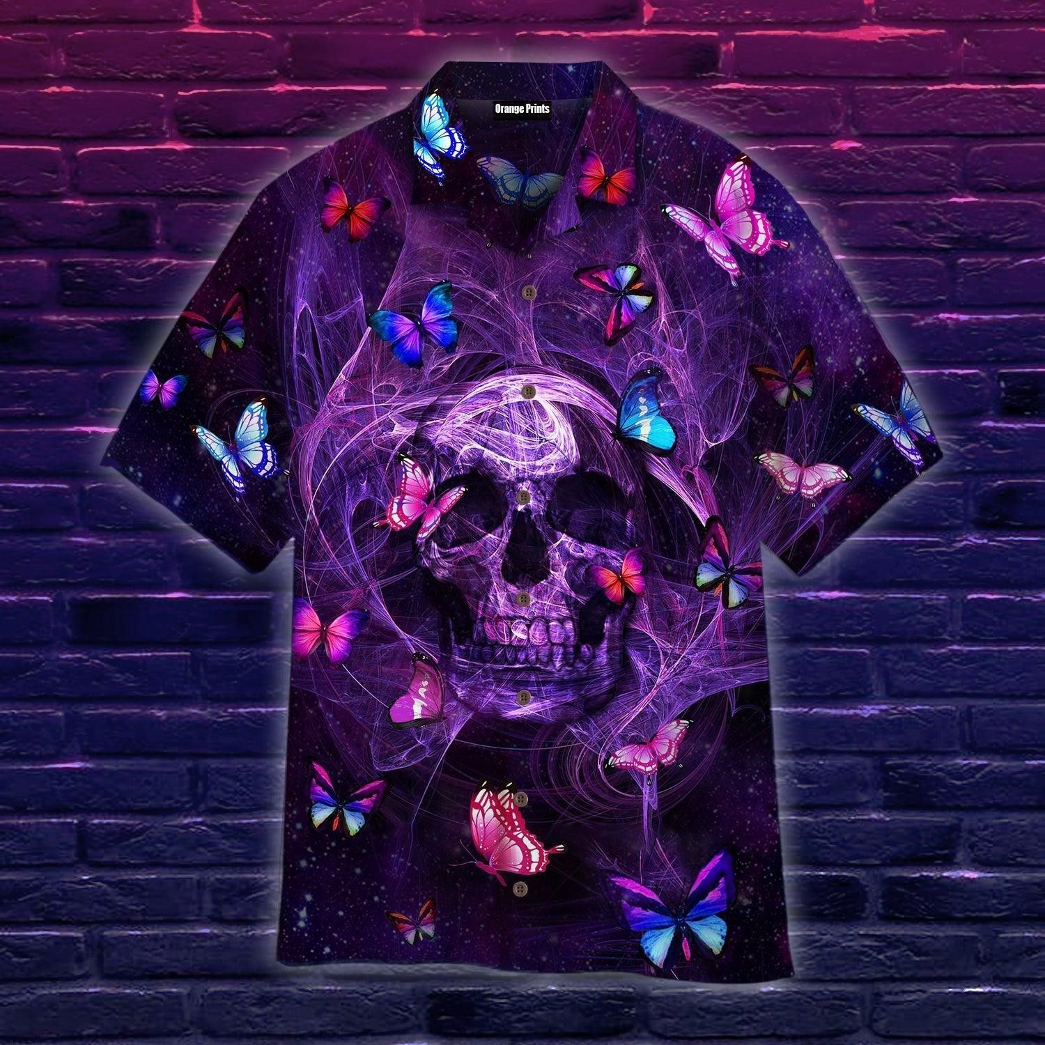 Enigmatic Purple Skull Inspired Hawaiian Shirt