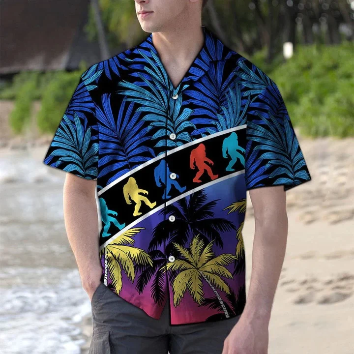 Enjoy The Vacation Tropical Coconut Palm Bigfoot Trendy Hawaiian Shirt For Men, Women